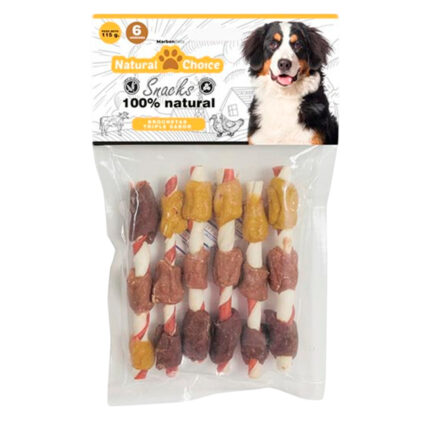 Snack brochetas 100% natural 3 sabores 6un - Mascota Club Chile