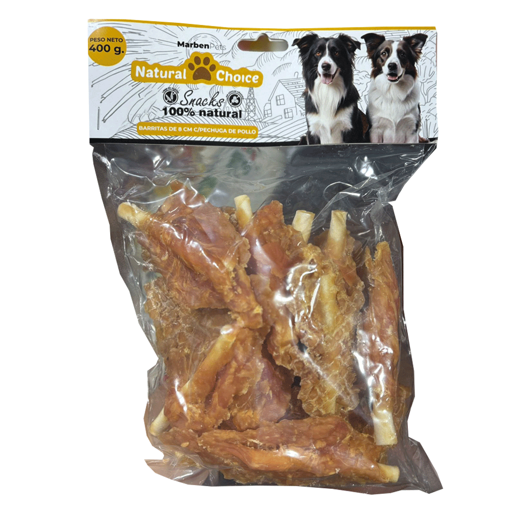 pechugapollo Alimento pechuga de pollo en palito carnaza 400gr - Mascota Club Chile