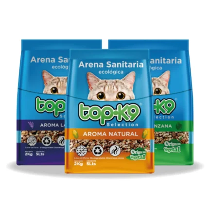 Arena ecologica de gato top k9 2kg variedades - Mascota Club Chile