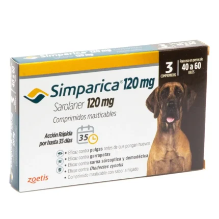 Simparica masticable 120mg 40.1-60 kg (3 comp) - Mascota Club Chile