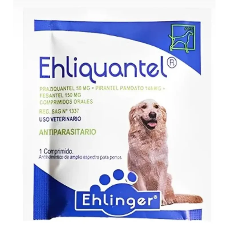 ANTIPARASITARIO EHLIQUANTEL 1 unidad ( SOBRE) HASTA 10 KG - Mascota Club Chile