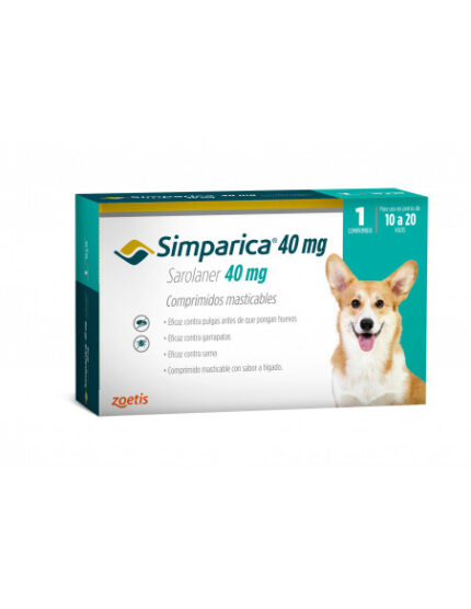 Simparica masticable 40mg 10-20 kg (1 comp) - Mascota Club Chile