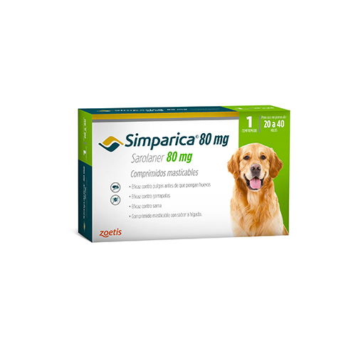 Simparica masticable 80mg 20.1-40 kg (1 comp) - Mascota Club Chile