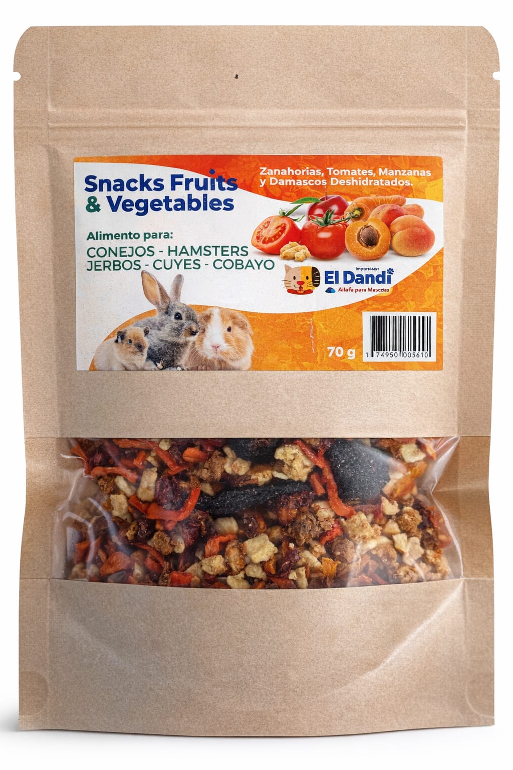 Snack fruits alimento deshidratado para animales pequeños 70gr - Mascota Club Chile