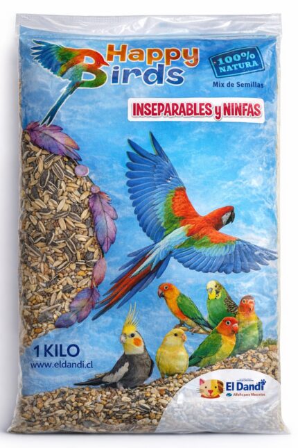 Alimento mix inseparables y ninfas 1kg happy birds - Mascota Club Chile