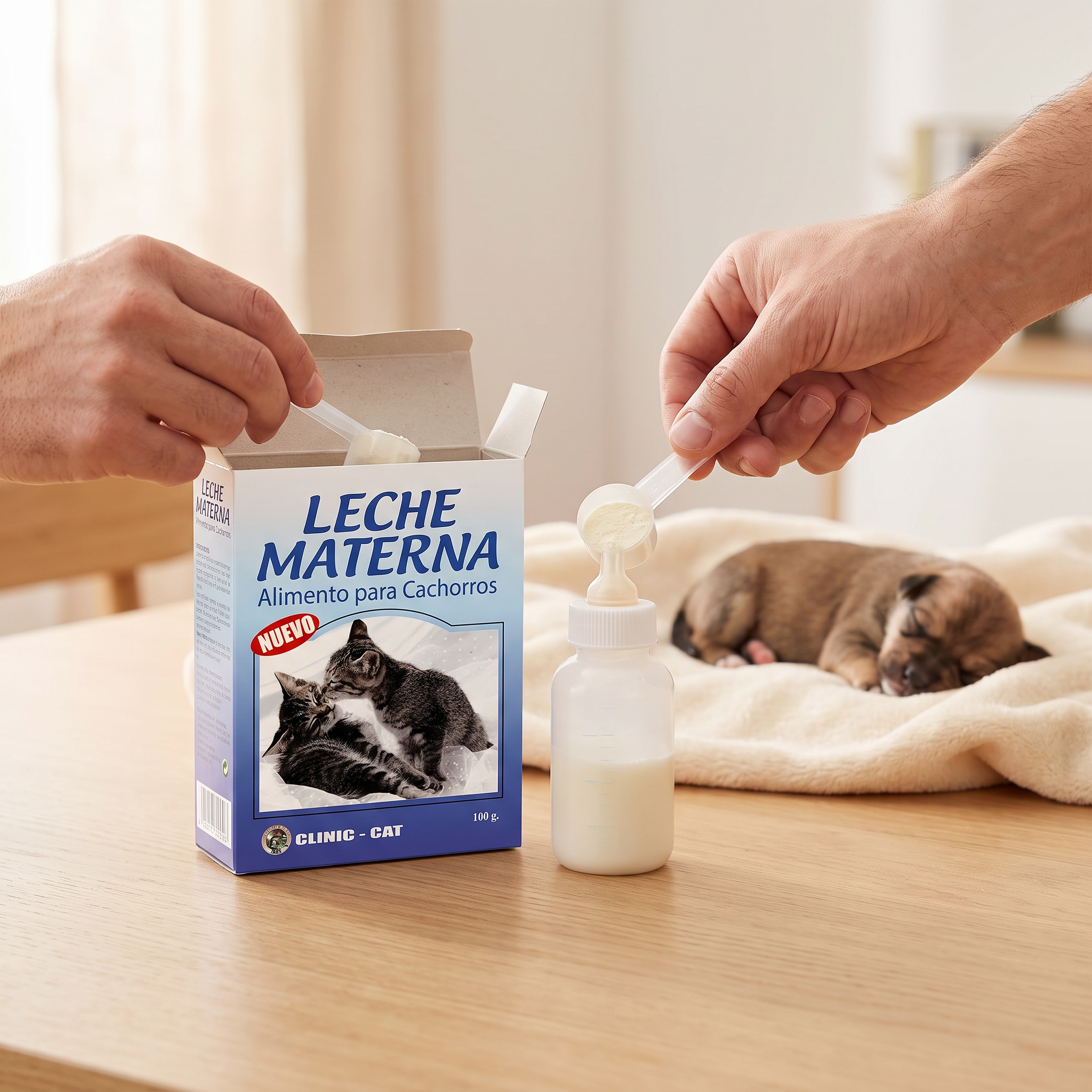 Leche materna IRAY con mascota usando el producto