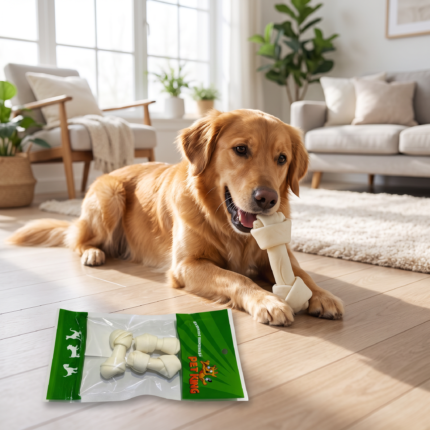 Hueso cartílago 3 unidades con perro usando el producto